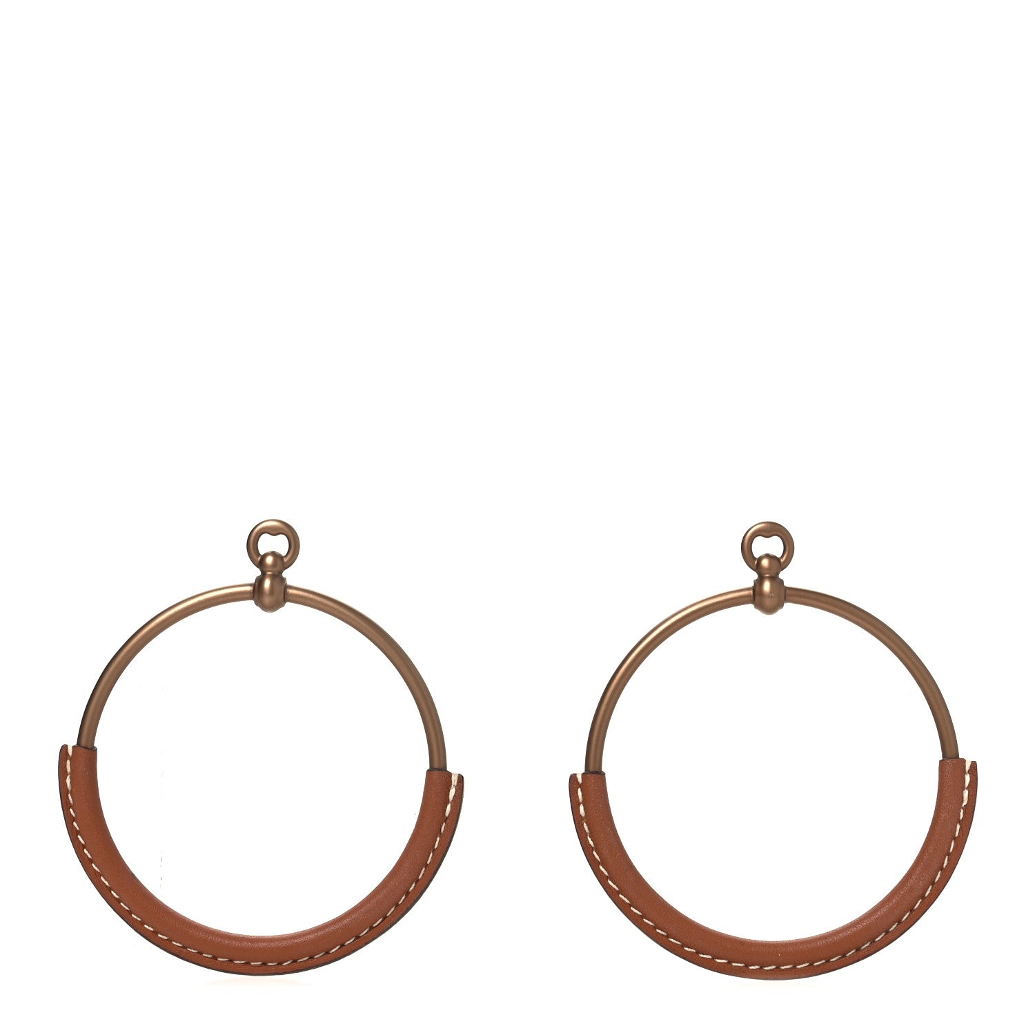 Hermes Barenia Loop Earrings GM Fauve 1 of 9