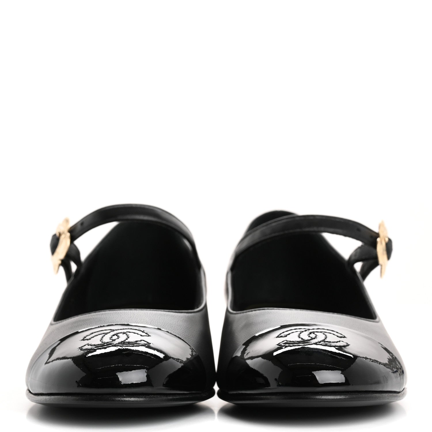 Chanel Lambskin Patent Cap Toe Mary Jane Flats 36 Black 3 of 10