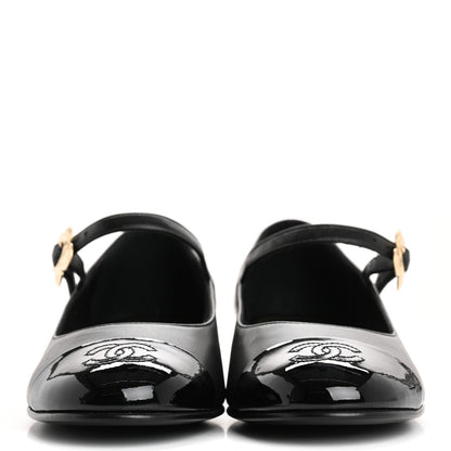 Chanel Lambskin Patent Cap Toe Mary Jane Flats 36 Black 3 of 10