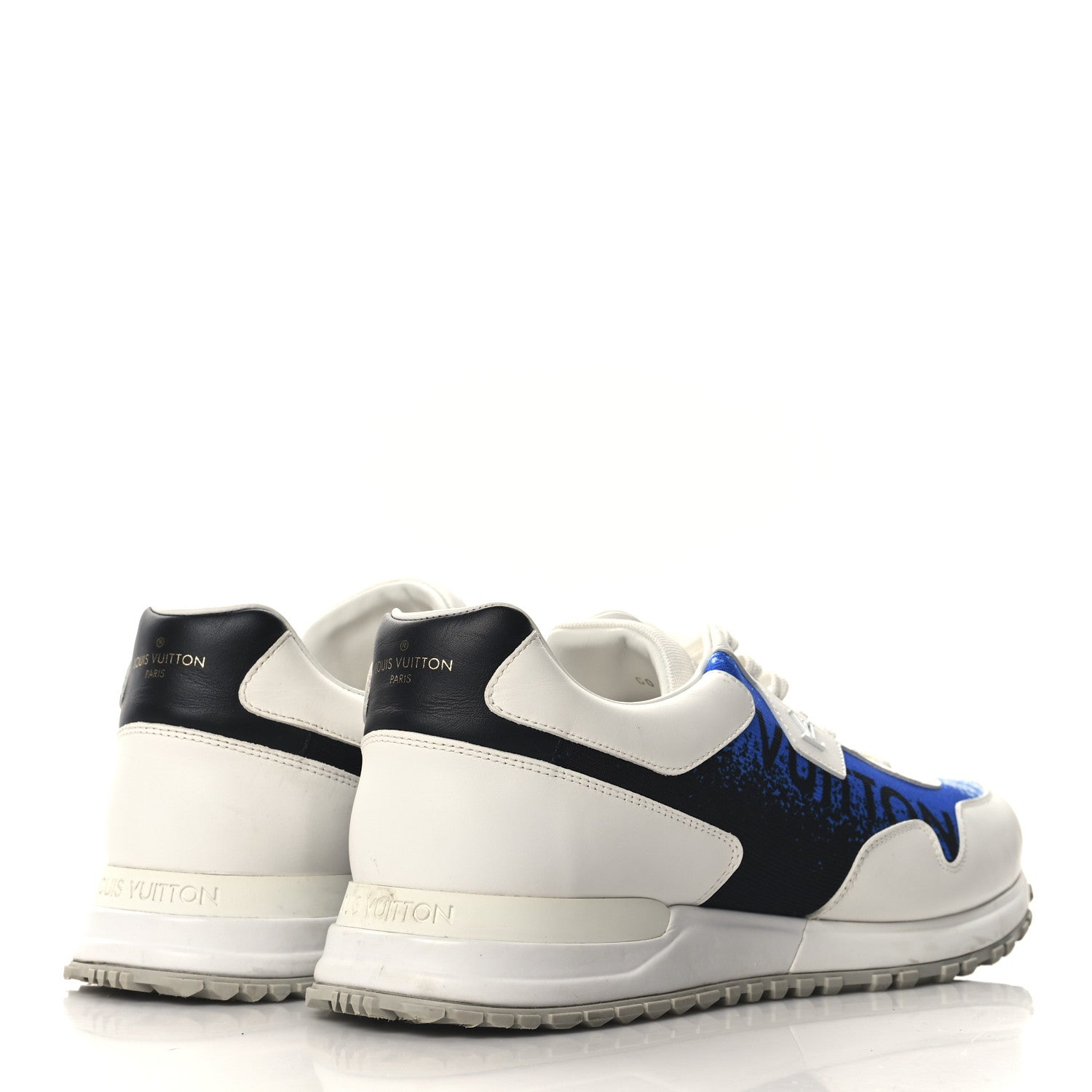 Louis Vuitton Calfskin Mens Run Away Sneakers 10 White Blue 5 of 8