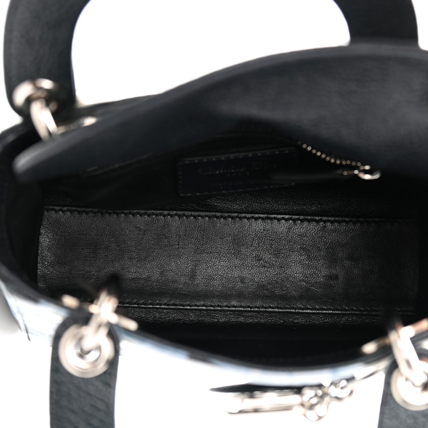 Deerskin Floral Printed Mini Lady Dior Black Blue