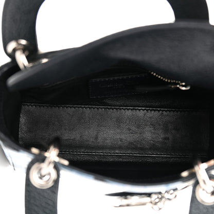 Christian Dior Deerskin Floral Printed Mini Lady Dior Black Blue 5 of 15