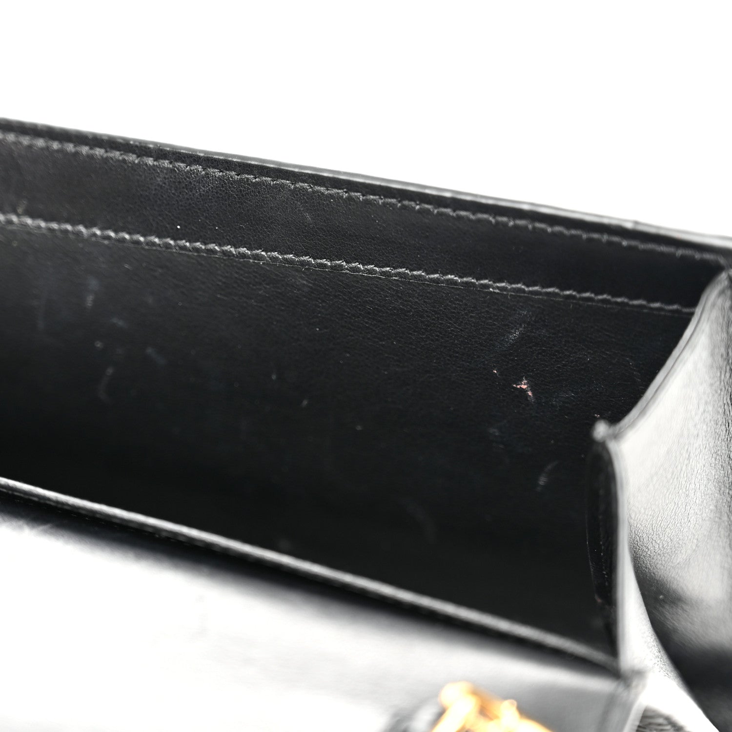 Saint Laurent Calfskin Crocodile Embossed Monogram Uptown Chain Wallet Black 9 of 10
