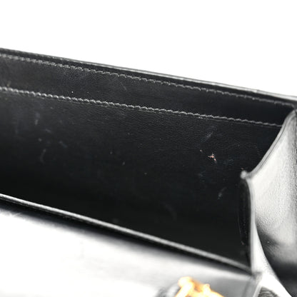 Saint Laurent Calfskin Crocodile Embossed Monogram Uptown Chain Wallet Black 9 of 10