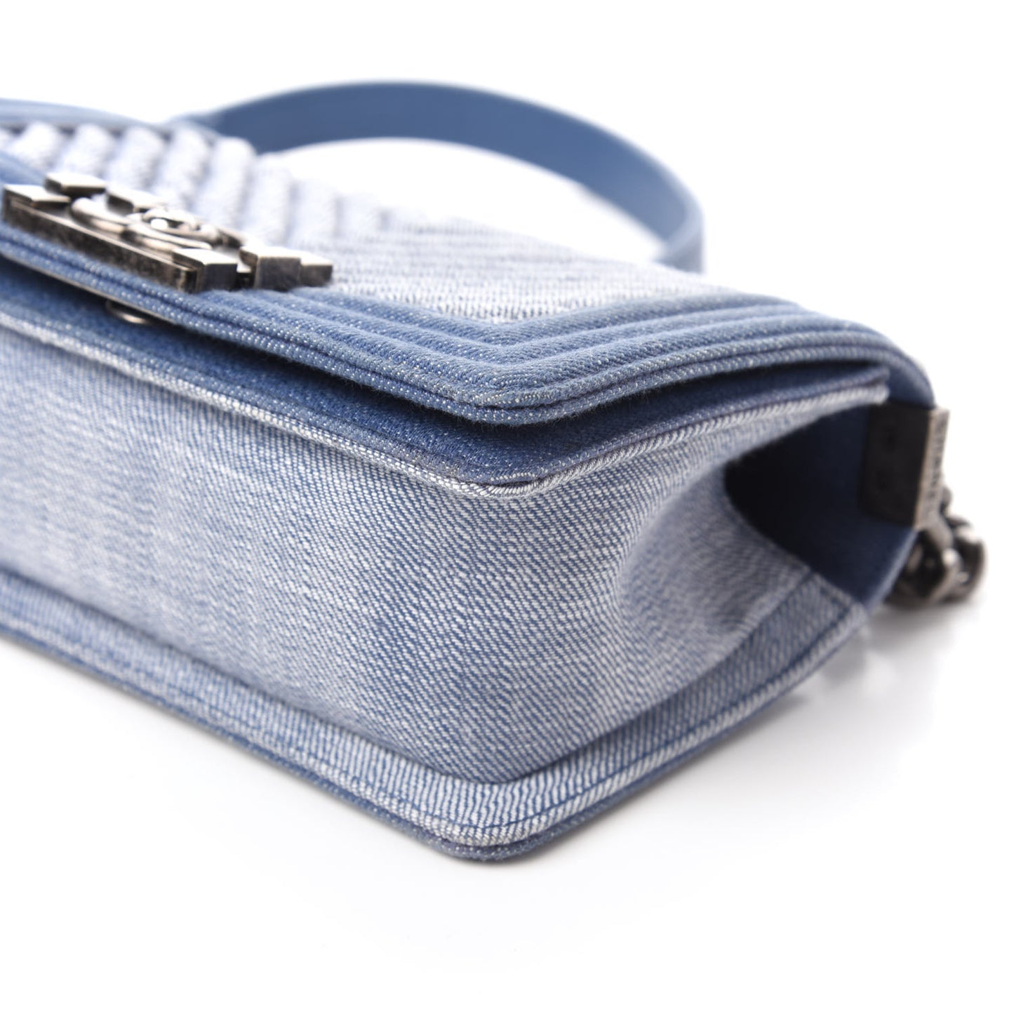 Denim Chevron Small Boy Flap Light Blue