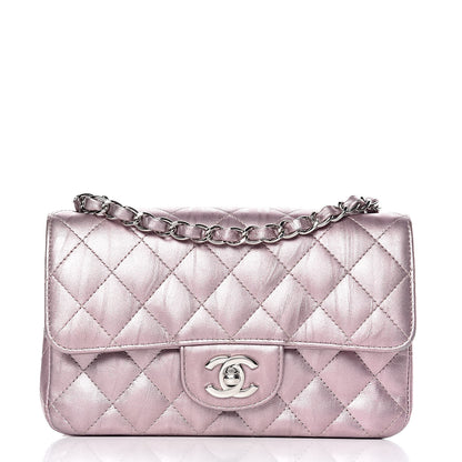 Chanel Metallic Calfskin Quilted Mini Rectangular Flap Pink 1 of 13