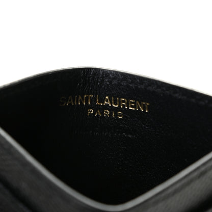 Saint Laurent Grain De Poudre Matelasse Chevron Monogram Credit Card Case Black 5 of 8