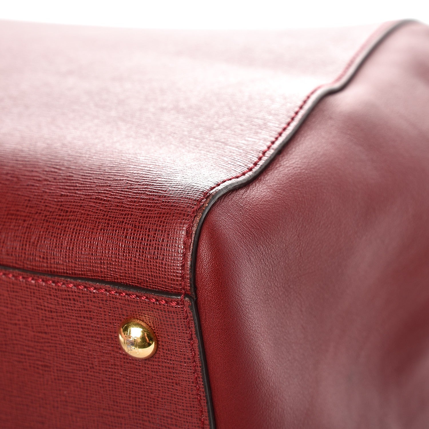 Fendi Vitello Elite Large 2Jours Tote Rosso Scuro Ciliegia 10 of 10