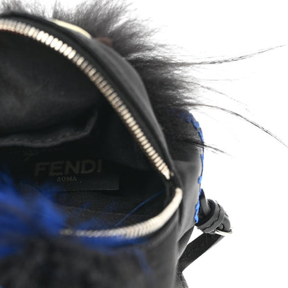 Fendi Tech Twill Calfskin Fox Mink Goat Fur Karlito Backpack Charm Black Multicolor 7 of 9