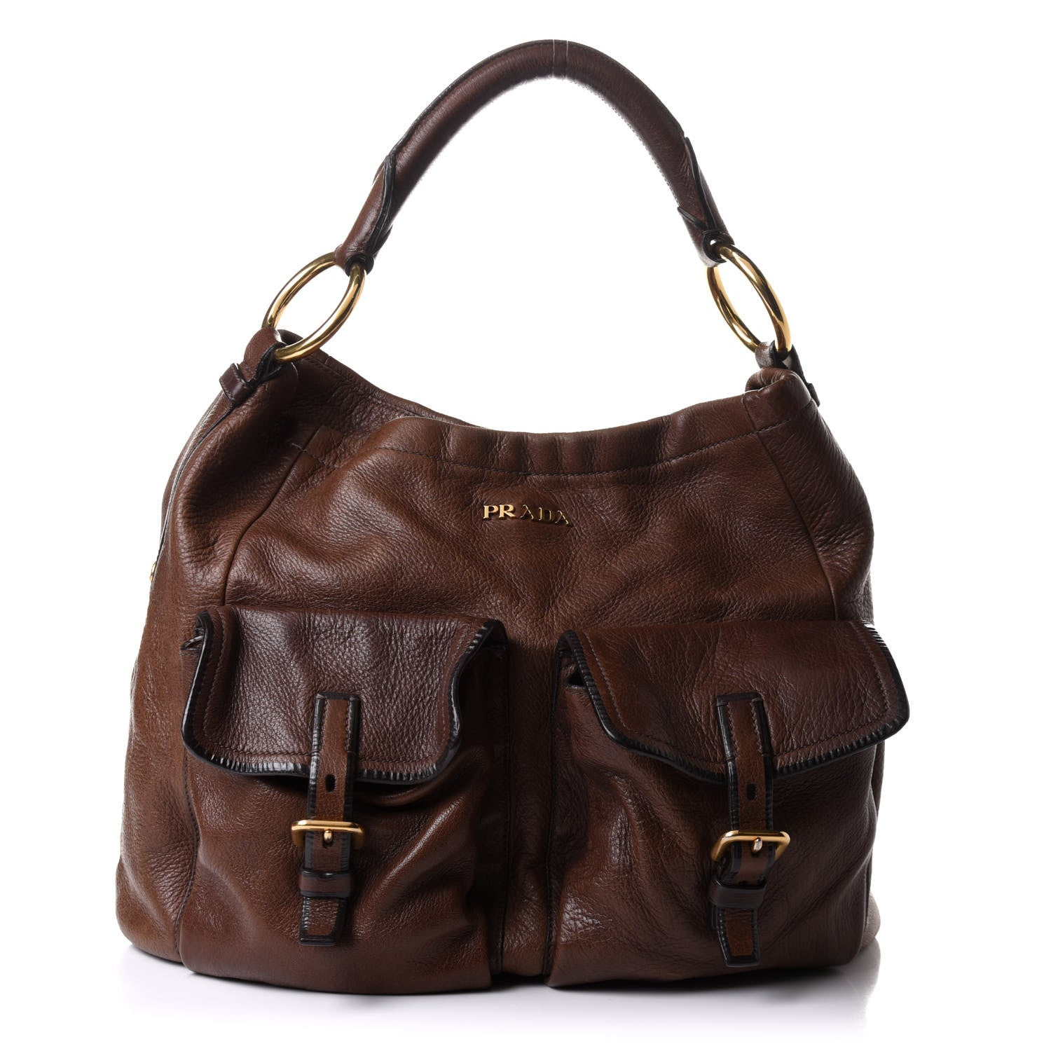 Prada Cervo Antik Front Pocket Hobo Cacao 1 of 14
