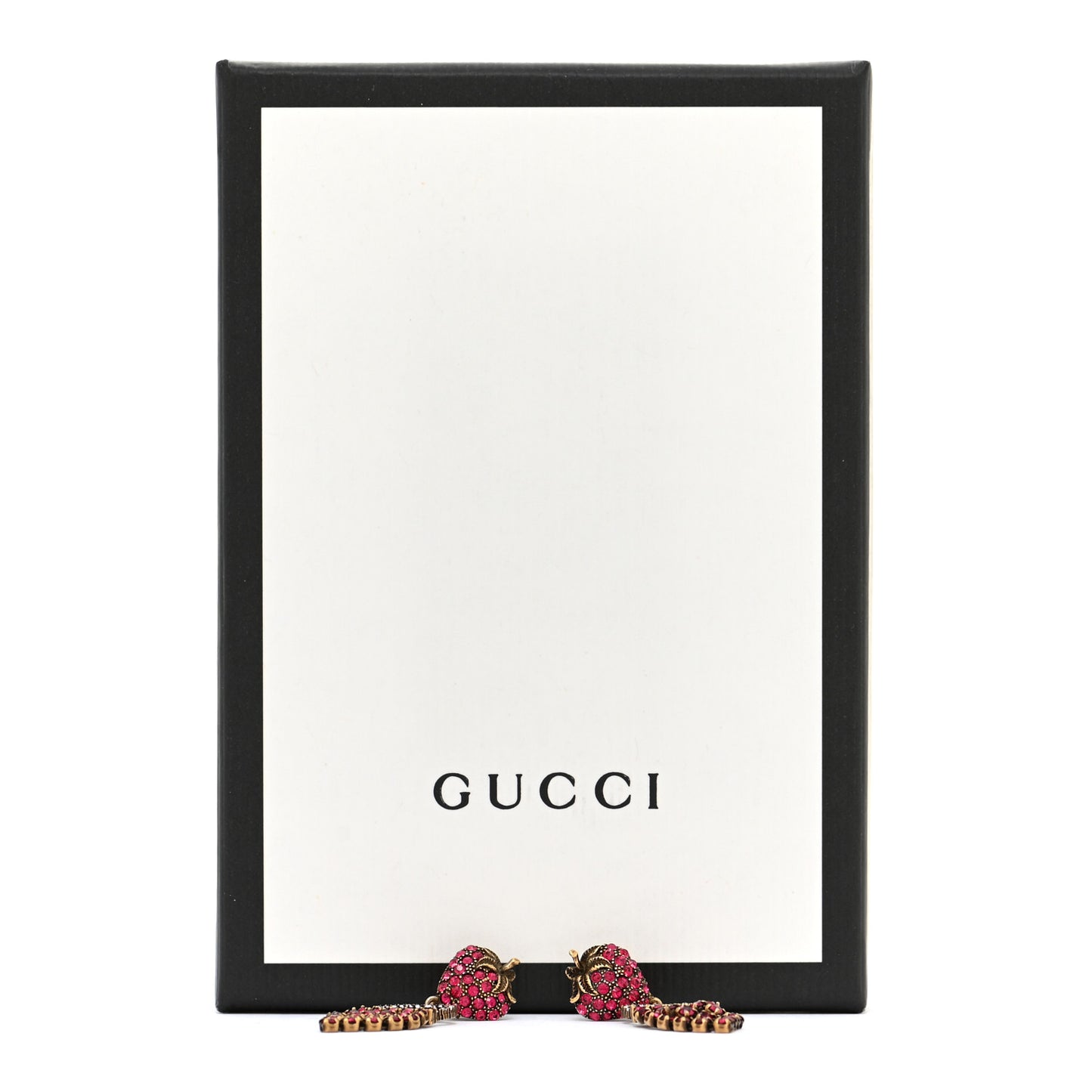 Metal Crystal Interlocking G Strawberry Drop Earrings