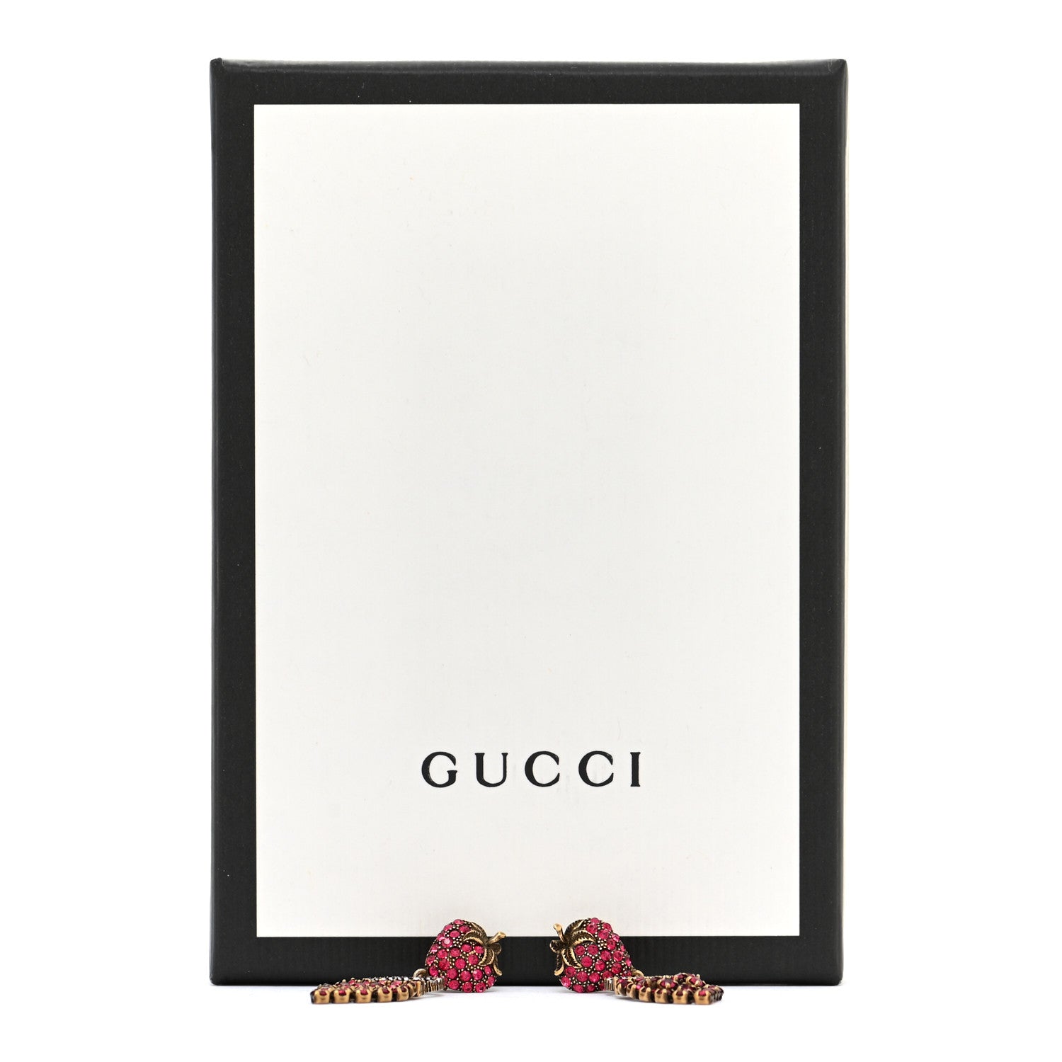 Gucci Metal Crystal Interlocking G Strawberry Drop Earrings 6 of 6
