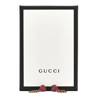 Gucci Metal Crystal Interlocking G Strawberry Drop Earrings 6 of 6