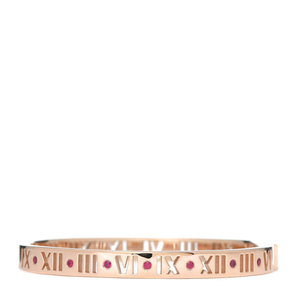 Tiffany 18K Rose Gold Ruby Atlas Pierced Hinged Bangle Bracelet 1 of 6
