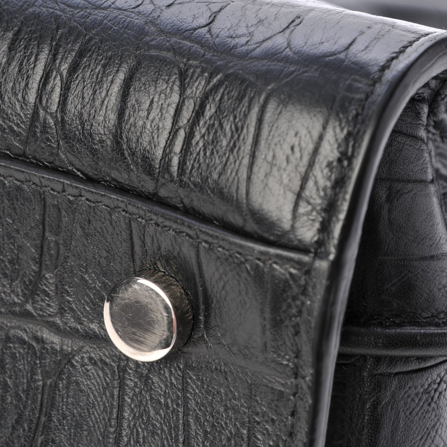 Calfskin Crocodile Embossed Small Sac de Jour Black