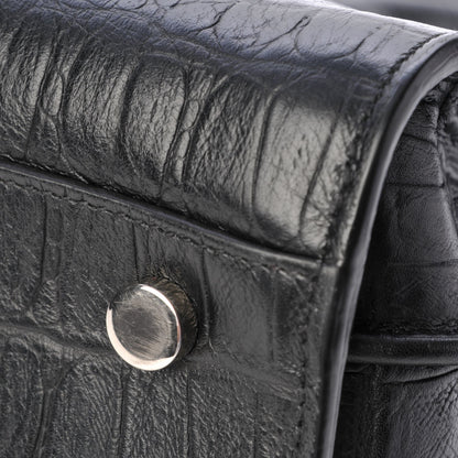 Saint Laurent Calfskin Crocodile Embossed Small Sac de Jour Black 9 of 12
