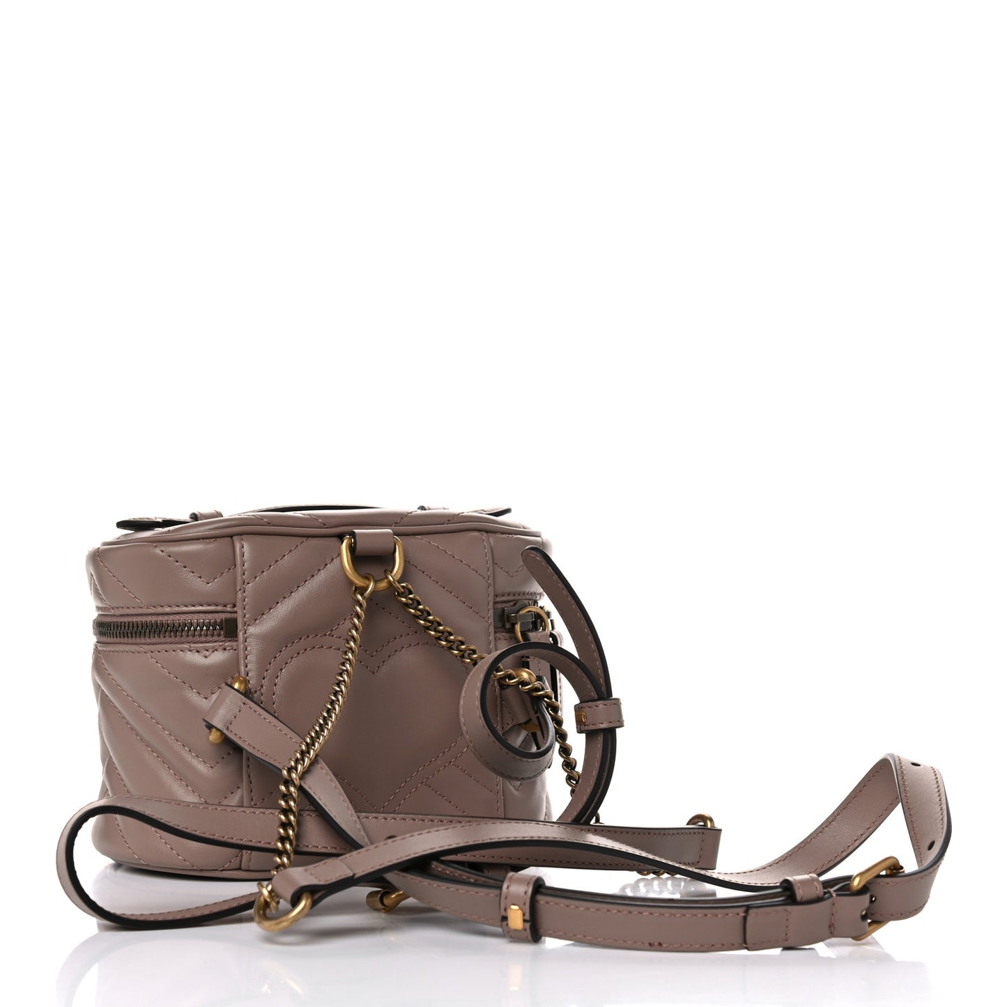 Calfskin Matelasse Mini GG Marmont Round Backpack Porcelain Rose