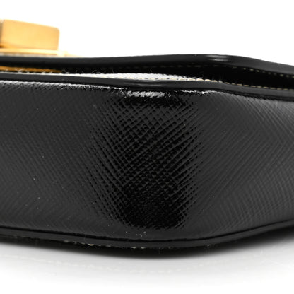 Prada Saffiano Vernice Turnlock Convertible Shoulder Bag Black 7 of 11