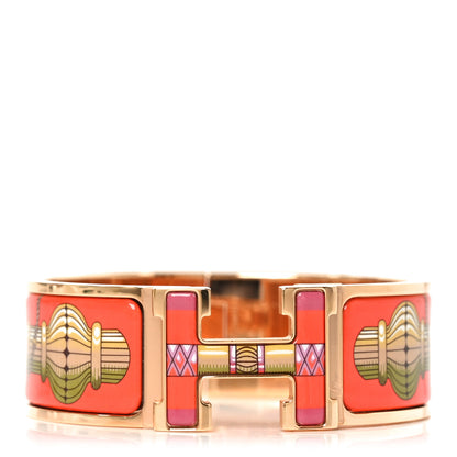 Hermes Enamel Printed Wide Cliquetis Click Clac H Bracelet PM Ultra Pink 1 of 4