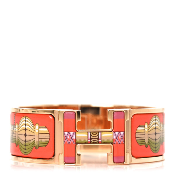 Hermes Enamel Printed Wide Cliquetis Click Clac H Bracelet PM