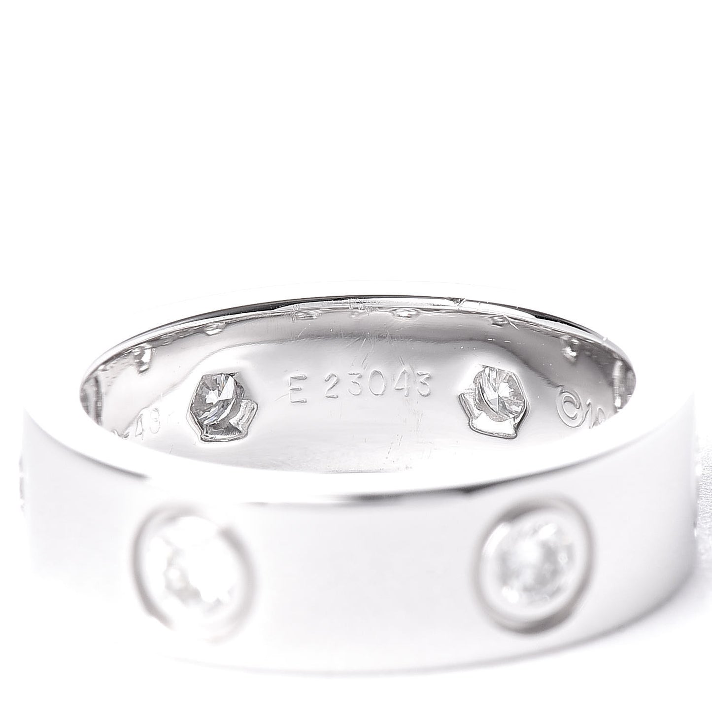 18K White Gold 6 Diamond 5.5mm LOVE Ring 48 4.5