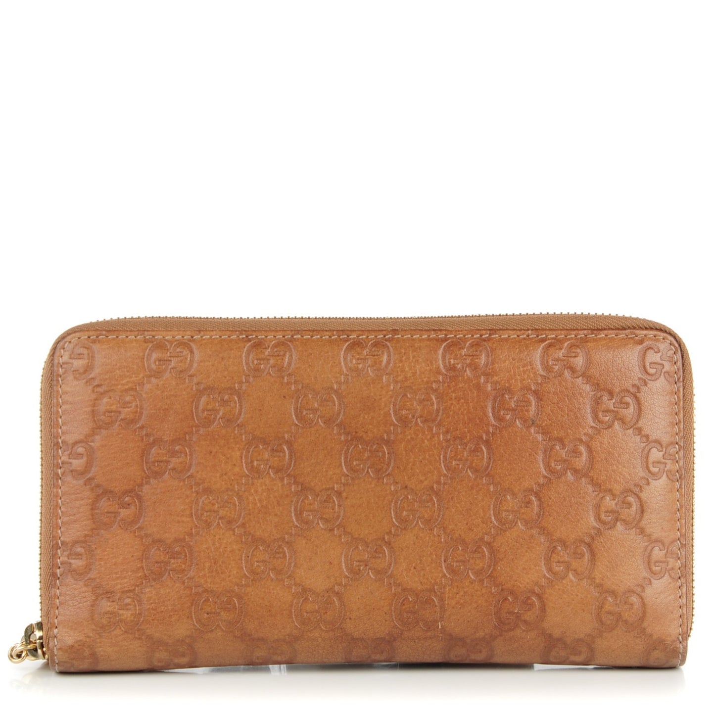 Guccissima Bamboo Tassel Zip Around Wallet Natural Brown