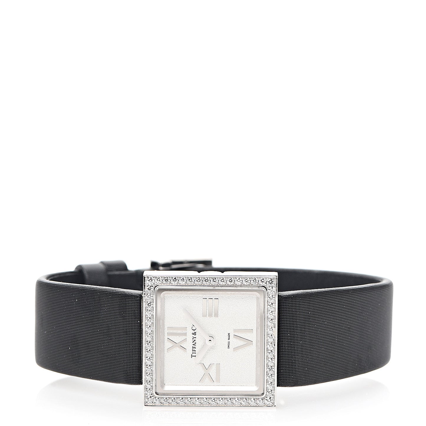 18K White Gold Satin Diamond Bezel 23mm Atlas Cocktail Quartz Watch