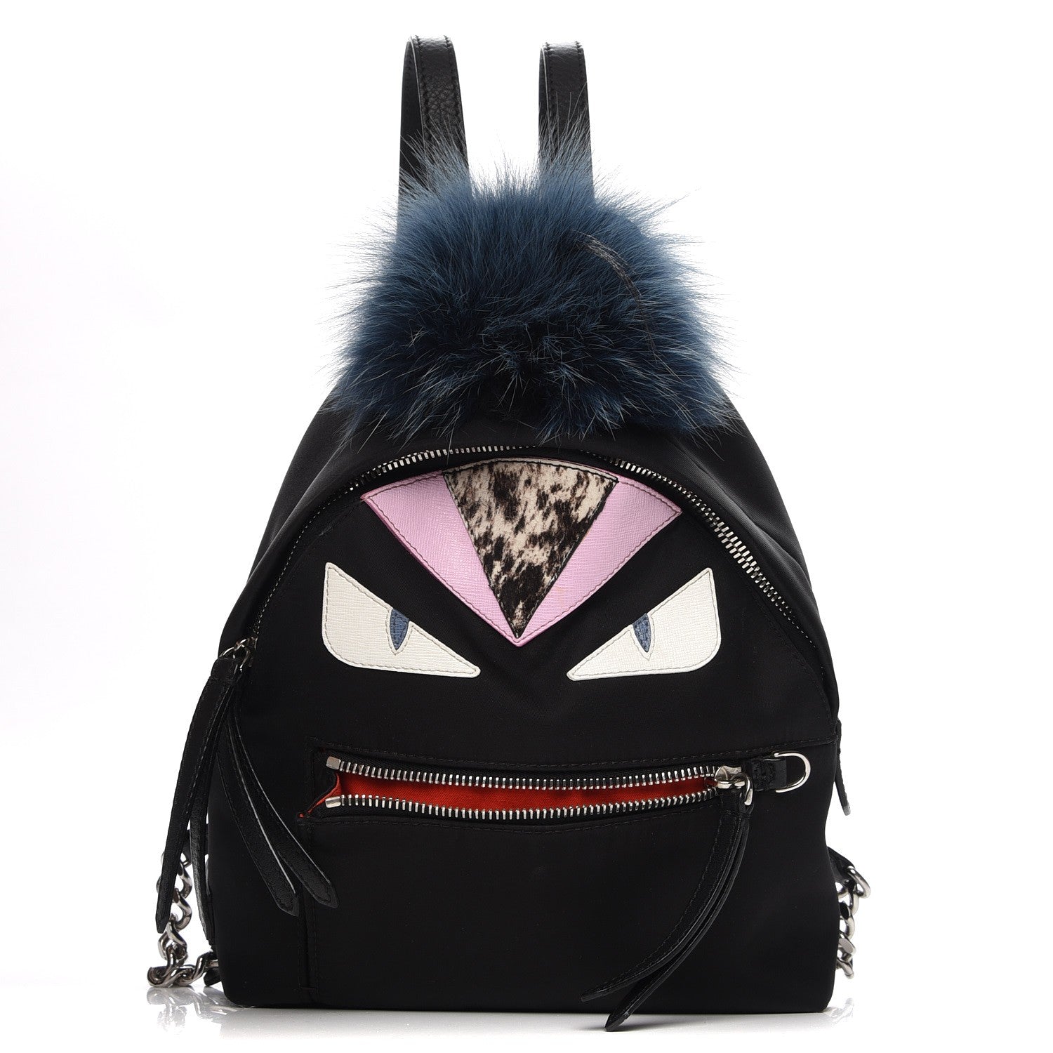 Fendi Nylon Vitello Fox Goat Fur Monster Eyes Mini Backpack Black Multicolor Sky 1 of 7