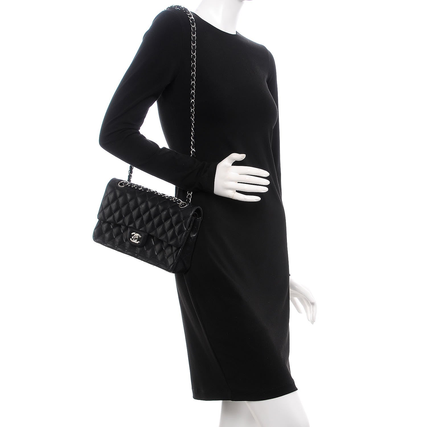 Chanel Lambskin Quilted Medium Double Flap Black 3 of 14