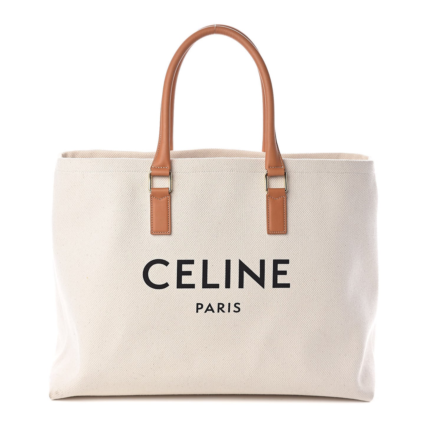 Canvas Calfskin Horizontal Cabas Natural Tan