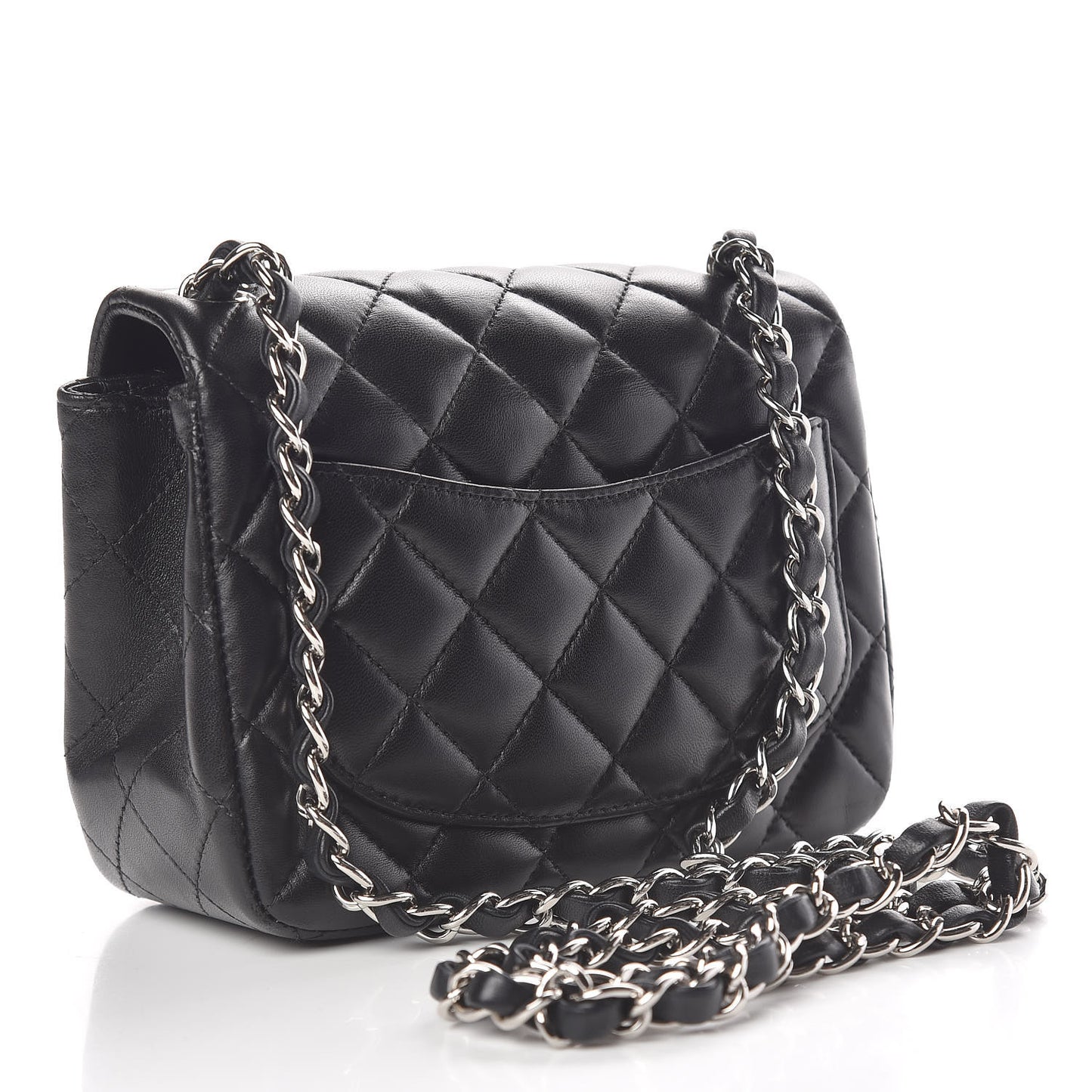 Lambskin Quilted Mini Square Flap Black