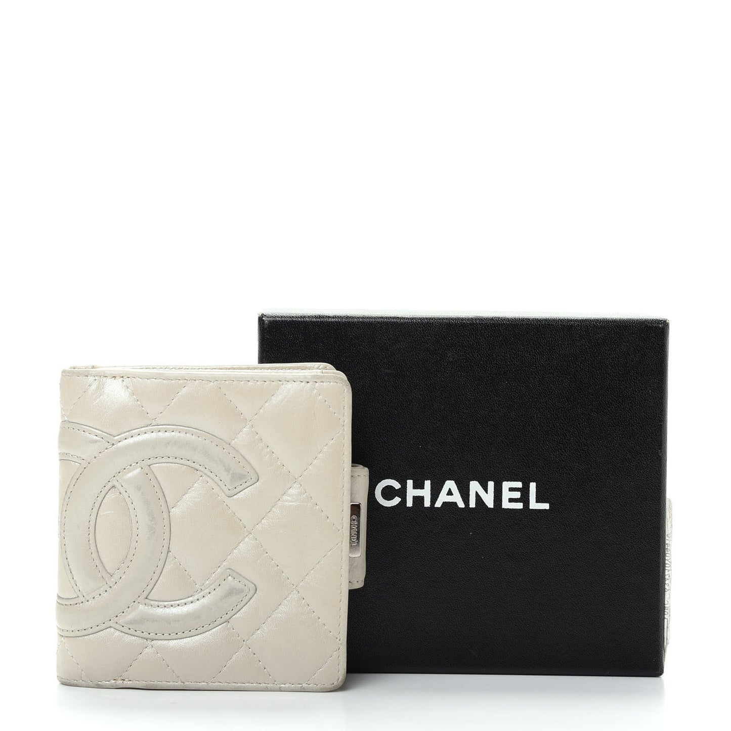 Aged Calfskin Cambon Compact Wallet Pearl