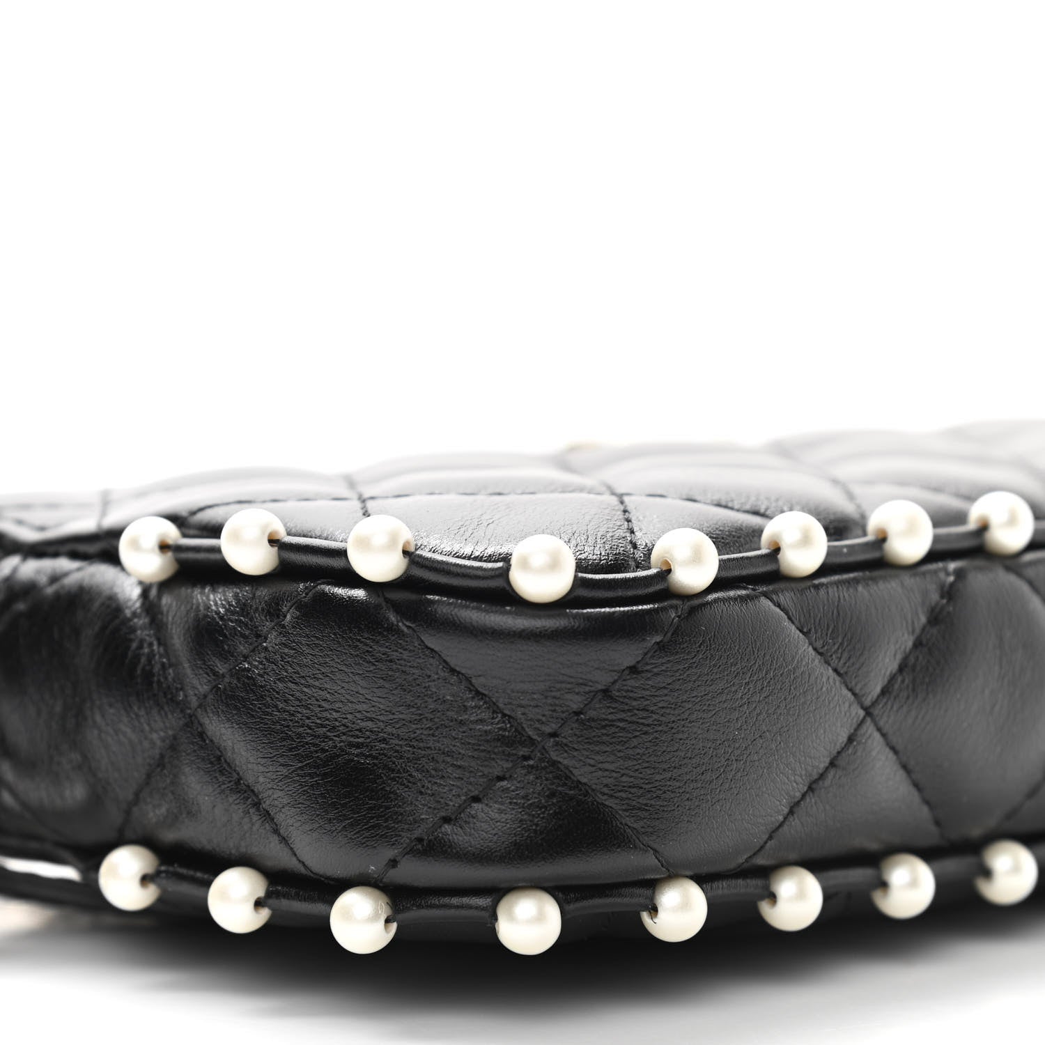 Chanel Calfskin Quilted Pearl Small Clutch With Chain Black 13 of 15