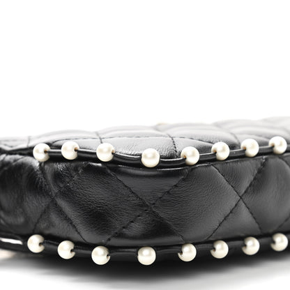Chanel Calfskin Quilted Pearl Small Clutch With Chain Black 13 of 15