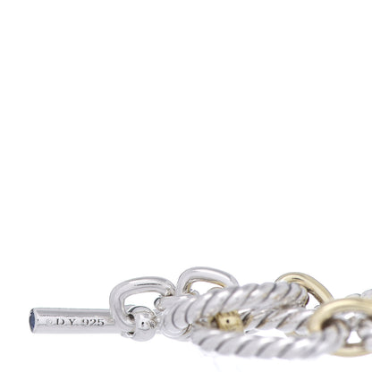 David Yurman Sterling Silver 18K Yellow Gold Blue Sapphire Cushion Link Bracelet 4 of 4