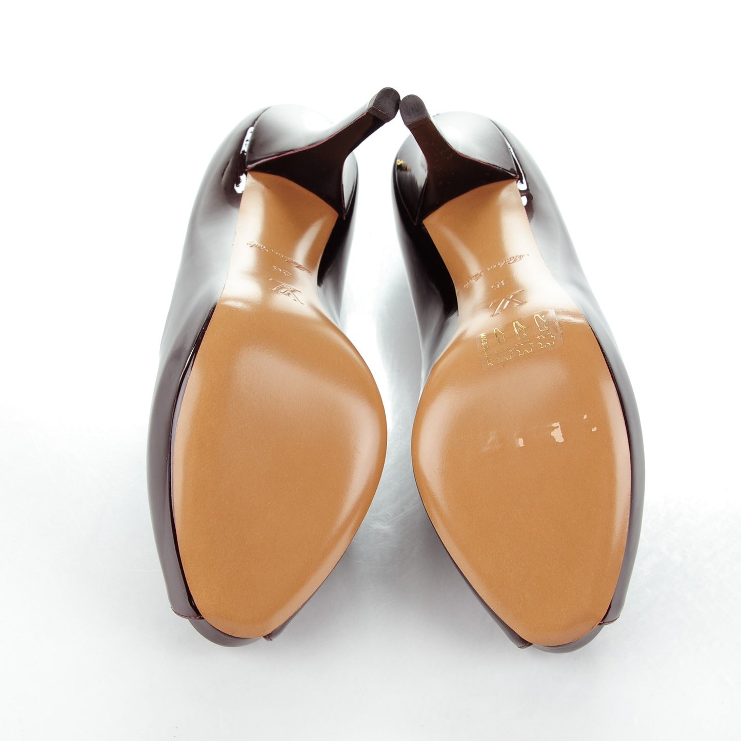 Patent Calfskin Oh Really Peep Toe Pumps 36 Amarante