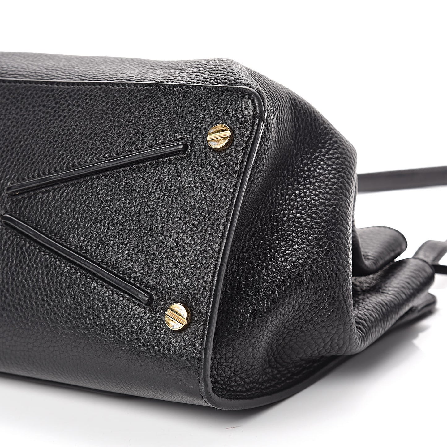 Pebbled Calfskin Large JoyLock Satchel Black