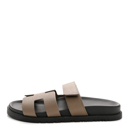 Hermes Epsom Womens Chypre Sandals 36.5 Etoupe 1 of 10