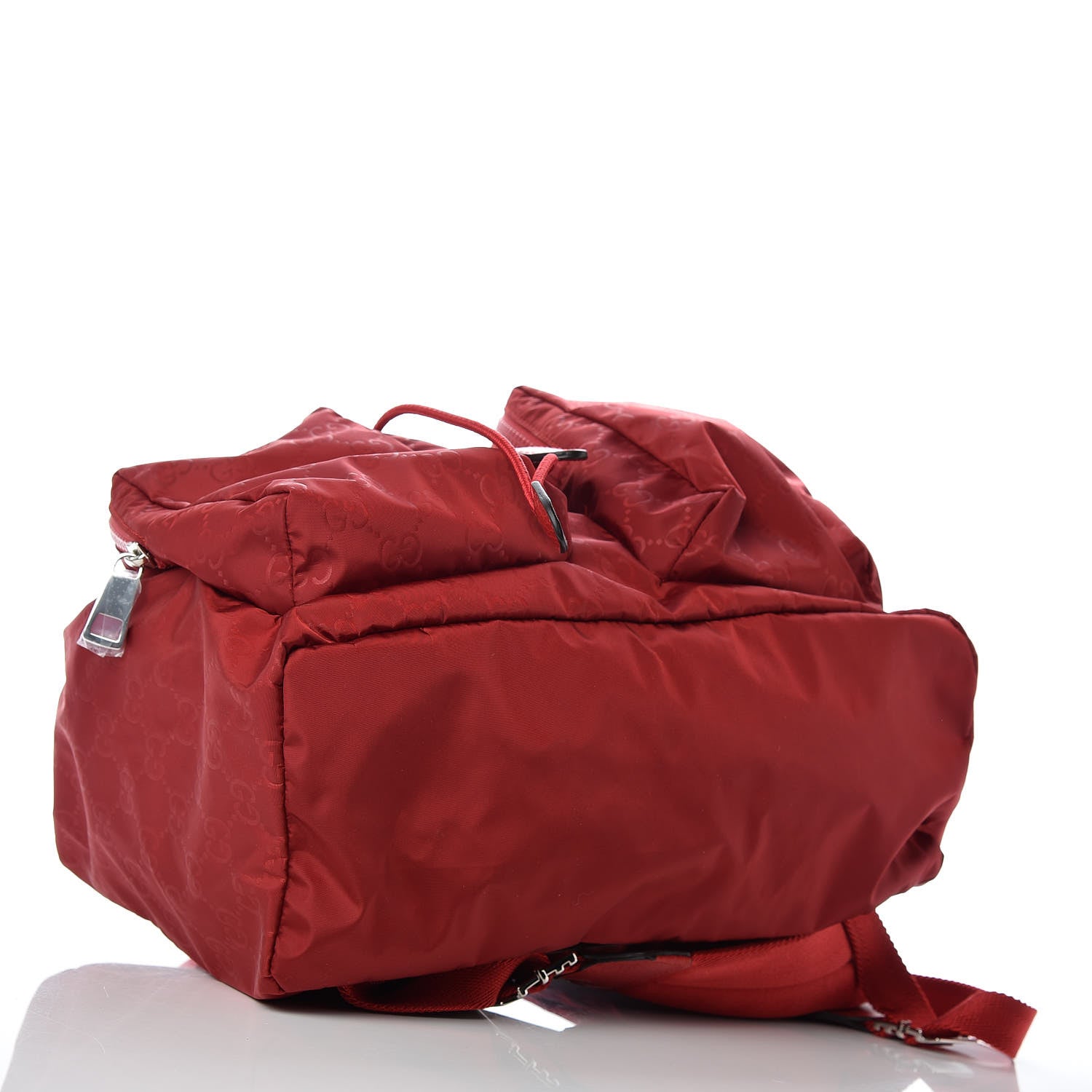 Gucci Nylon Monogram Dollar Calfskin Medium Light Single Buckle Backpack Vibrant Red 4 of 11