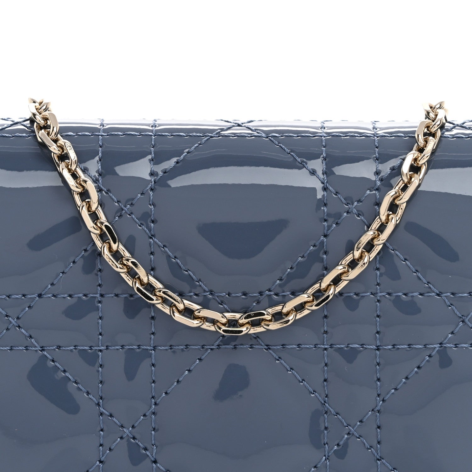 Christian Dior Patent Cannage Nano Lady Dior Chain Card Holder Cloud Blue 8 of 14