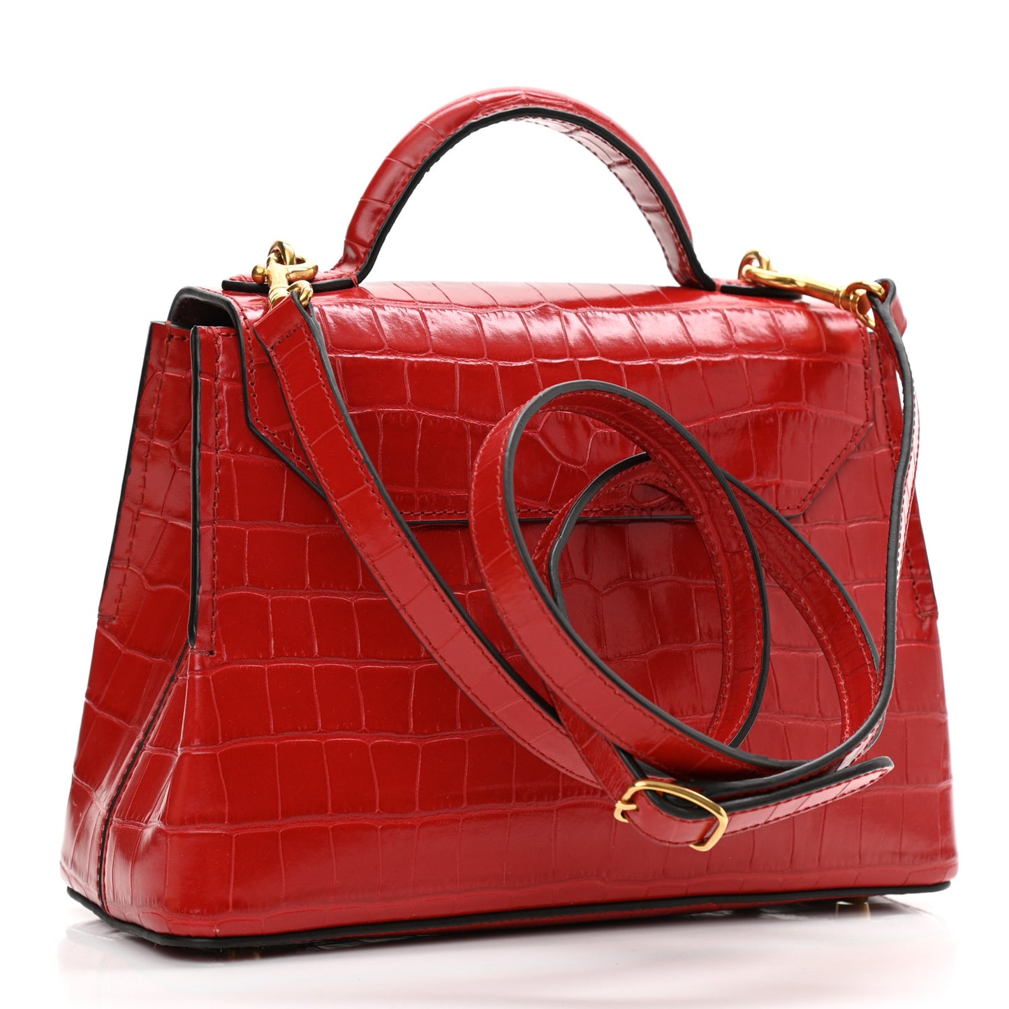Shiny Croc Calfskin Embossed Small Seaton