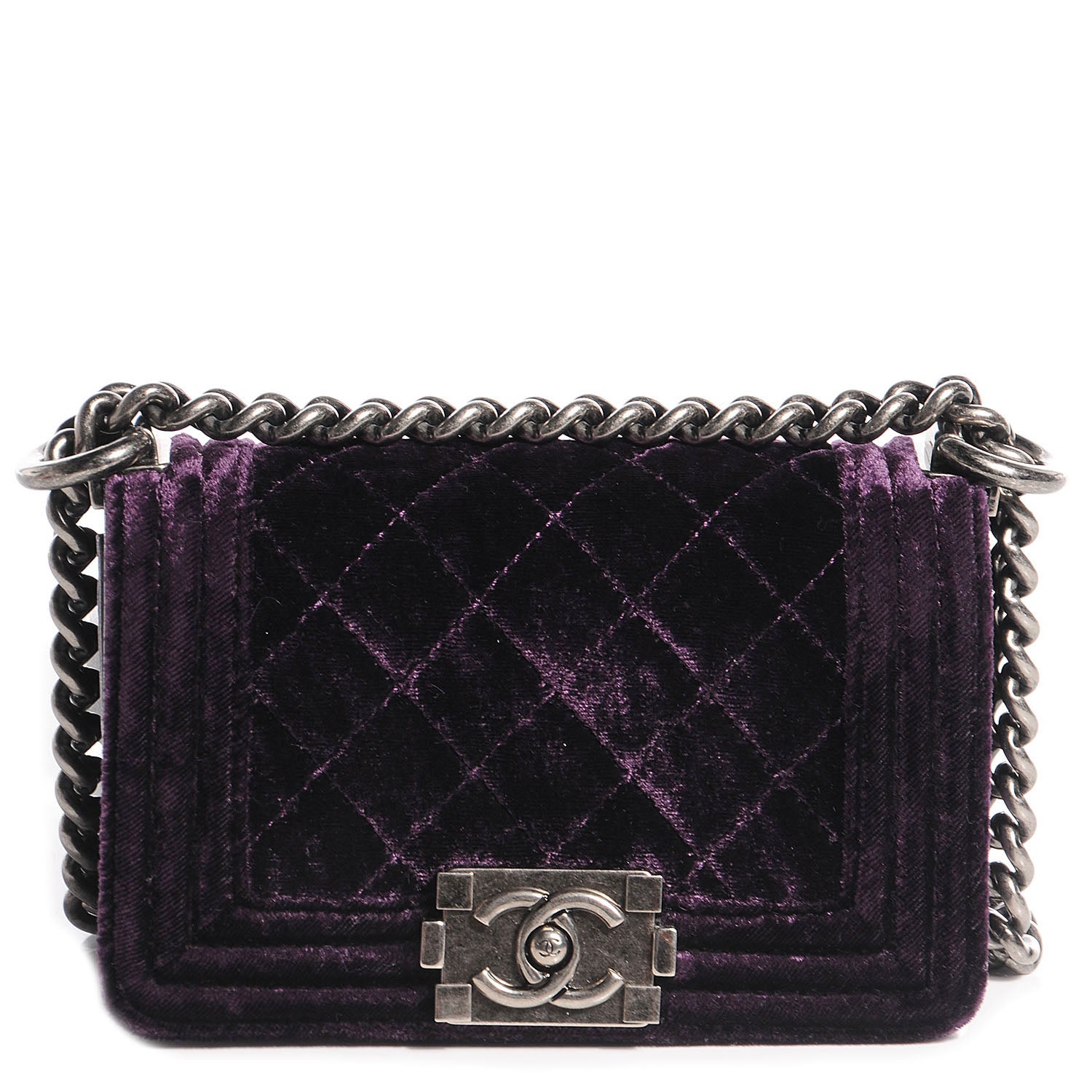 Chanel Velvet Mini Boy Flap Purple 1 of 9