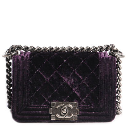 Chanel Velvet Mini Boy Flap Purple 1 of 9