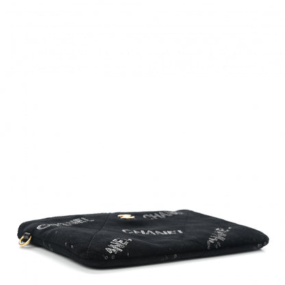 Chanel Velvet Sequin Quilted Chanel 22 Removable Pouch Black 4 of 5