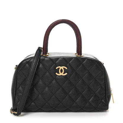Chanel Caviar Lizard Quilted Coco Handle Bowler Black 1 of 10