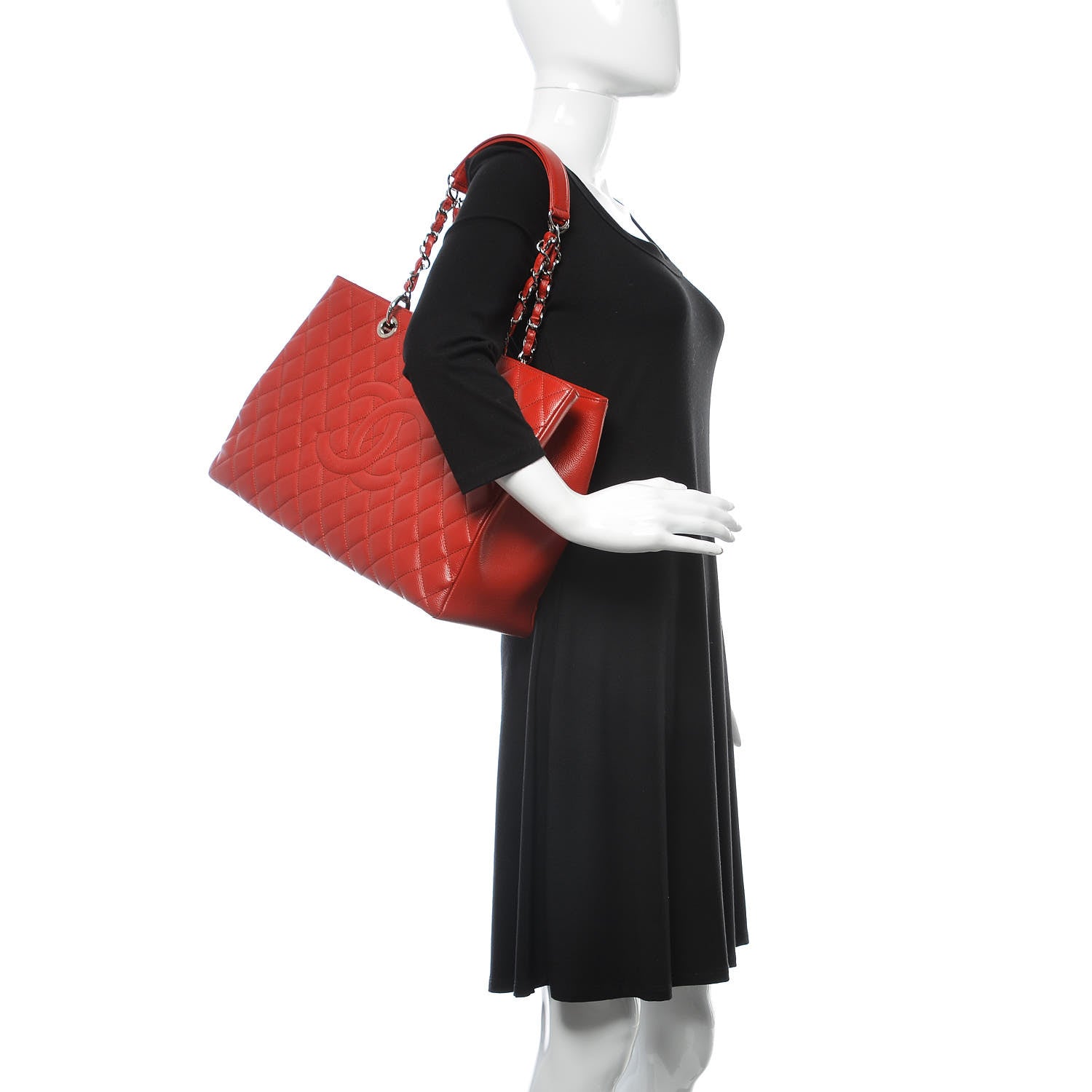 Chanel Caviar Quilted XL Grand Shopping Tote GST Red 2 of 11