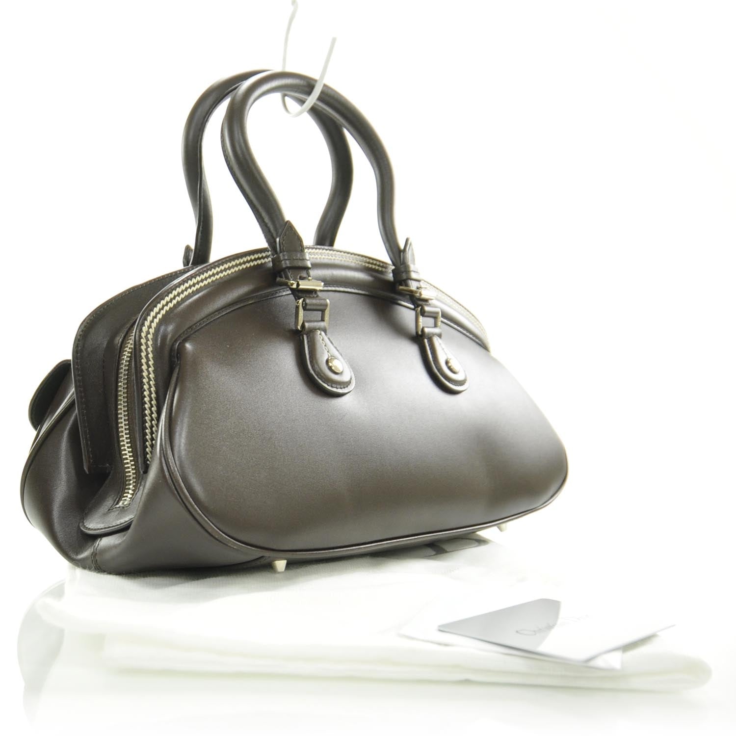 Christian Dior Leather Medium Detective Satchel Brown 3 of 8