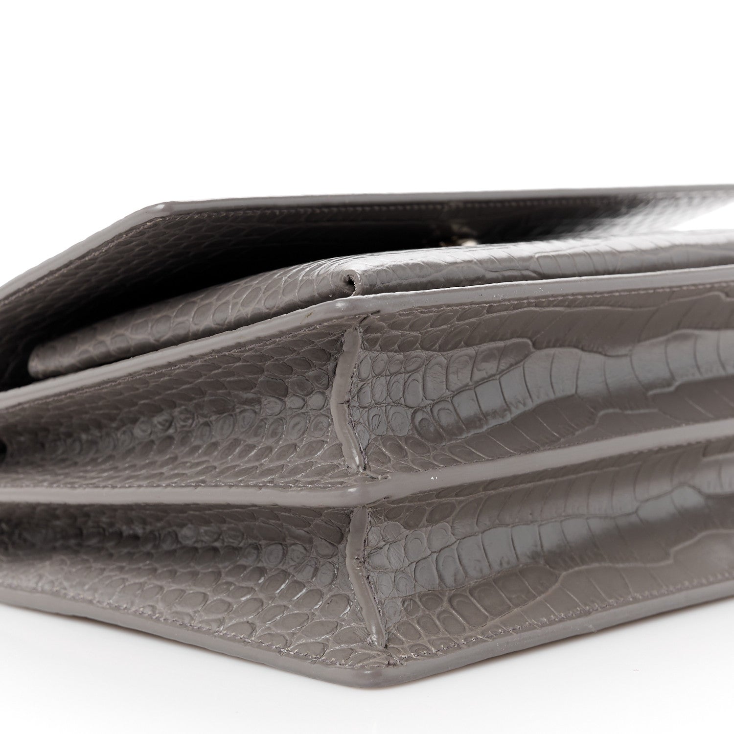 Saint Laurent Calfskin Crocodile Embossed Medium Monogram Sunset Fog 11 of 12