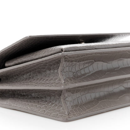 Saint Laurent Calfskin Crocodile Embossed Medium Monogram Sunset Fog 11 of 12