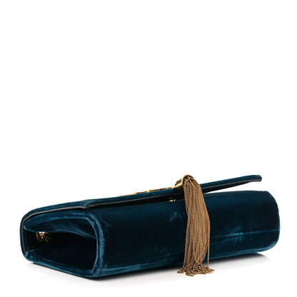 Saint Laurent Velvet Small Classic Monogram Kate Tassel Satchel Blue 4 of 21